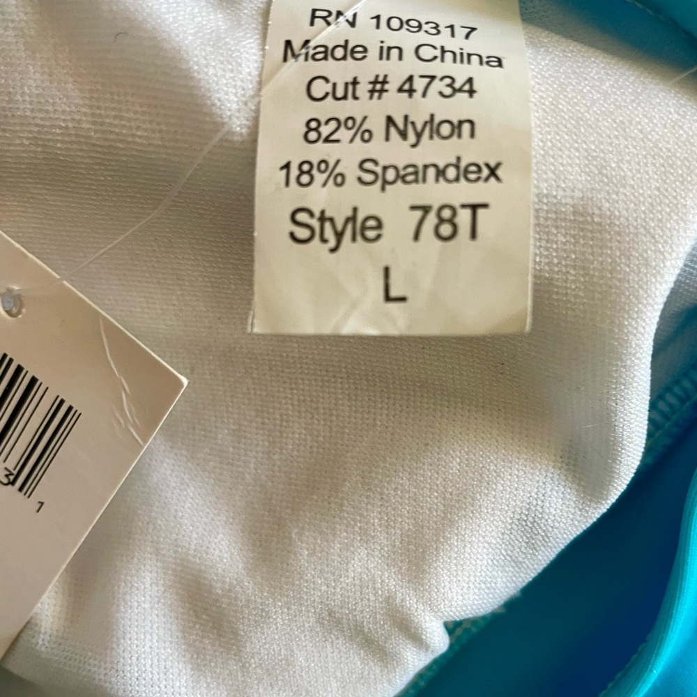 NWT Sunsets Turquoise Blue Tankini Swim Top, size L - Picture 3 of 4